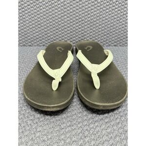 OluKai Puawe Pale Blue Womens Leather‎ Flip Flop Sandals Size 6